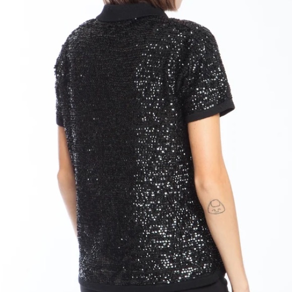 RALPH LAUREN 90s vintage polo sweater w/ black sequins and wool knit base M - Picture 6 of 16